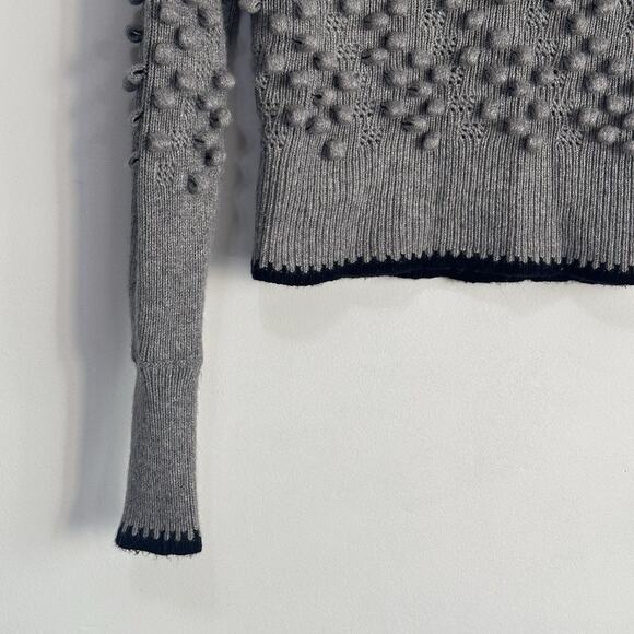 BCBGMaxazria Mock Neck Sweater XS Gray Popcorn Stitch Merino Wool Blend NWOT - Picture 4 of 10
